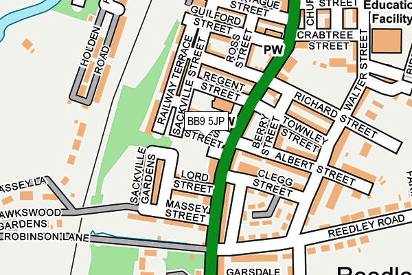 BB9 5JP map - OS OpenMap – Local (Ordnance Survey)