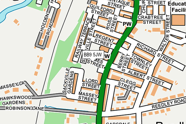BB9 5JW map - OS OpenMap – Local (Ordnance Survey)