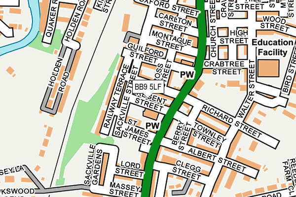 BB9 5LF map - OS OpenMap – Local (Ordnance Survey)