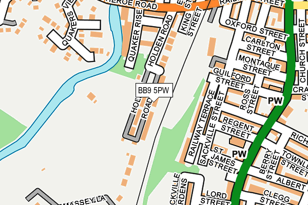 BB9 5PW map - OS OpenMap – Local (Ordnance Survey)