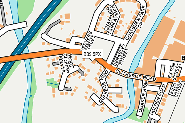 BB9 5PX map - OS OpenMap – Local (Ordnance Survey)