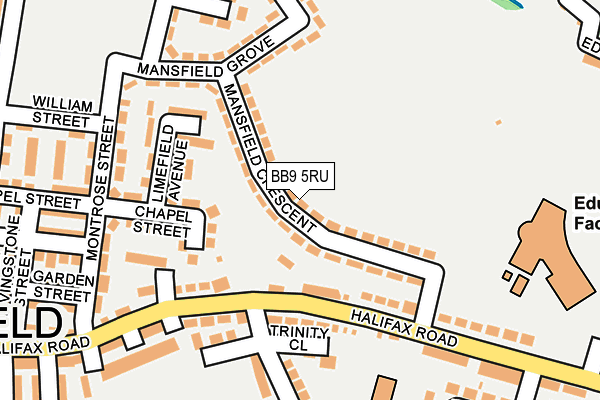 BB9 5RU map - OS OpenMap – Local (Ordnance Survey)
