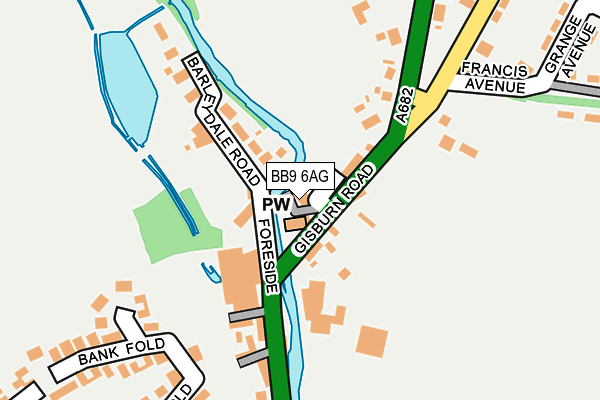 BB9 6AG map - OS OpenMap – Local (Ordnance Survey)