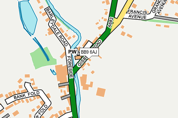 BB9 6AJ map - OS OpenMap – Local (Ordnance Survey)