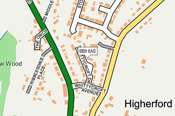 BB9 6AS map - OS OpenMap – Local (Ordnance Survey)