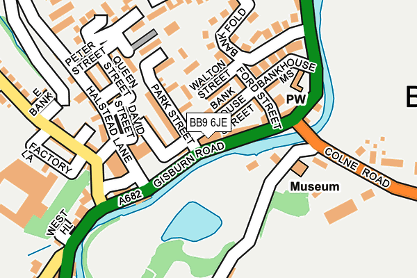 BB9 6JE map - OS OpenMap – Local (Ordnance Survey)