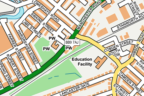 BB9 7AJ map - OS OpenMap – Local (Ordnance Survey)