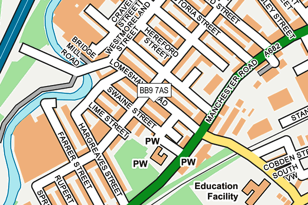 BB9 7AS map - OS OpenMap – Local (Ordnance Survey)