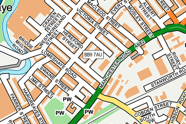 BB9 7AU map - OS OpenMap – Local (Ordnance Survey)