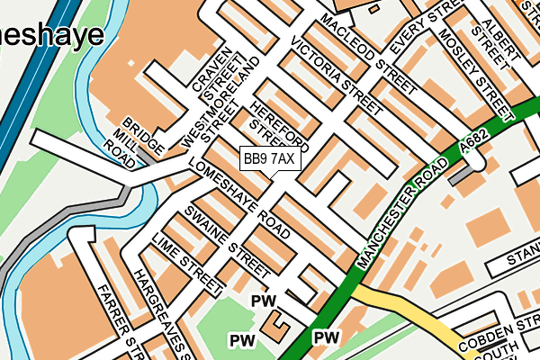 BB9 7AX map - OS OpenMap – Local (Ordnance Survey)