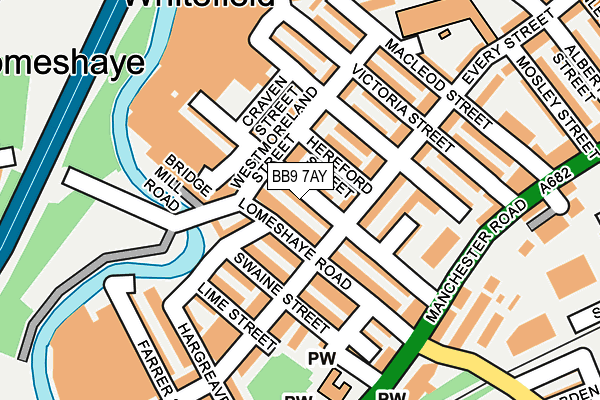 BB9 7AY map - OS OpenMap – Local (Ordnance Survey)