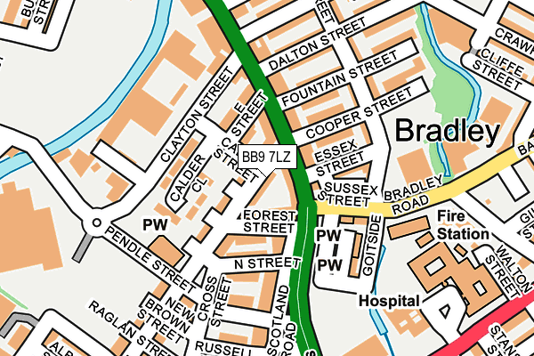 BB9 7LZ map - OS OpenMap – Local (Ordnance Survey)