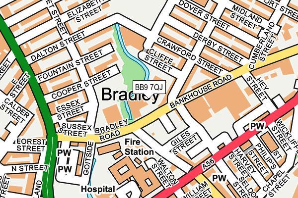 BB9 7QJ map - OS OpenMap – Local (Ordnance Survey)