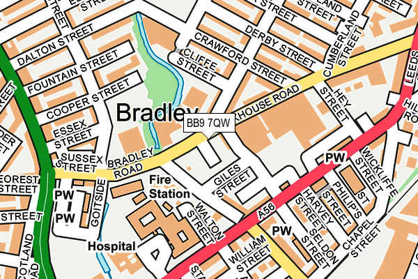 BB9 7QW map - OS OpenMap – Local (Ordnance Survey)