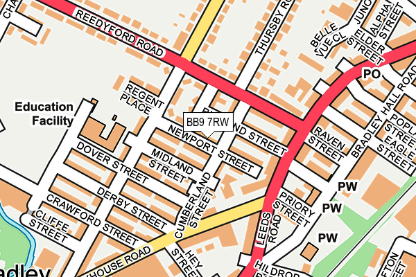 BB9 7RW map - OS OpenMap – Local (Ordnance Survey)