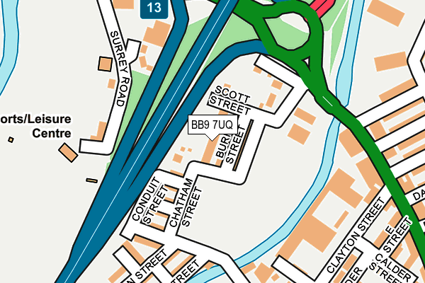 BB9 7UQ map - OS OpenMap – Local (Ordnance Survey)