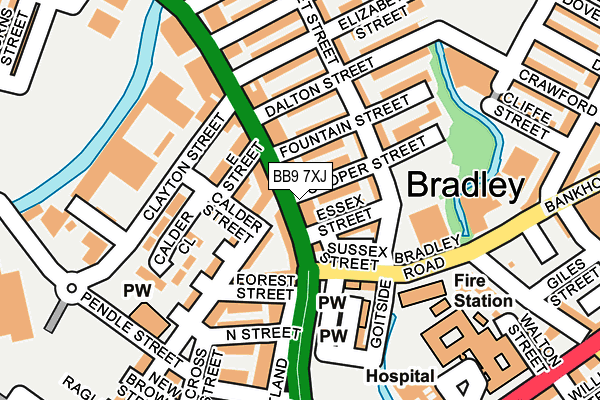 Map of BRADLEY LAUNDERETTE LTD at local scale
