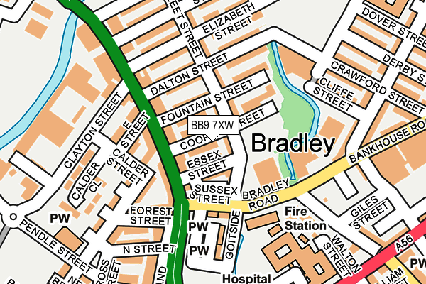 BB9 7XW map - OS OpenMap – Local (Ordnance Survey)