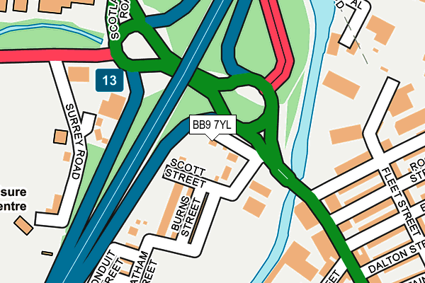 BB9 7YL map - OS OpenMap – Local (Ordnance Survey)