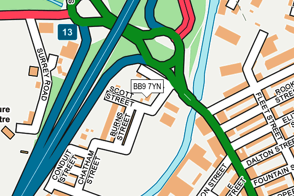 BB9 7YN map - OS OpenMap – Local (Ordnance Survey)