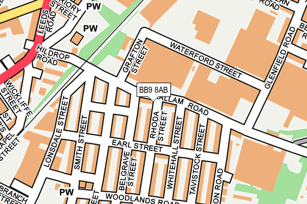 BB9 8AB map - OS OpenMap – Local (Ordnance Survey)