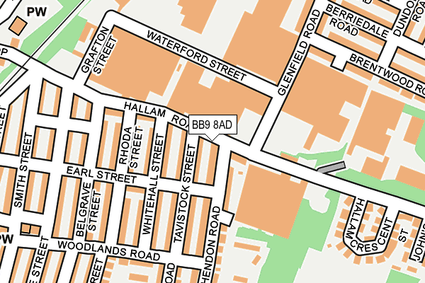 BB9 8AD map - OS OpenMap – Local (Ordnance Survey)