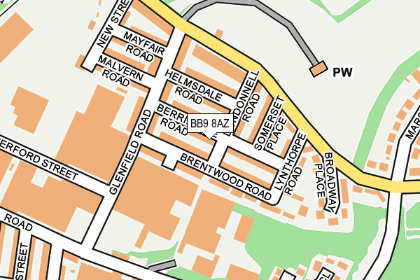 BB9 8AZ map - OS OpenMap – Local (Ordnance Survey)
