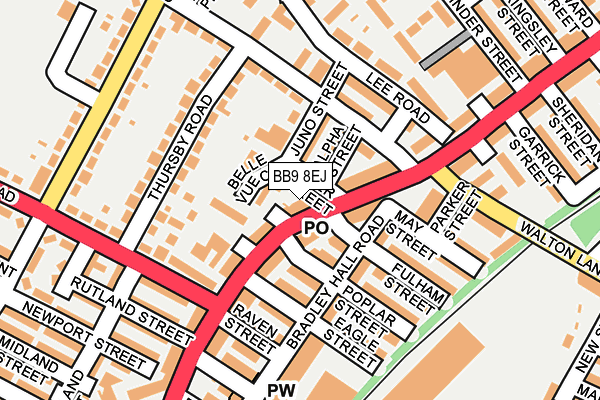 BB9 8EJ map - OS OpenMap – Local (Ordnance Survey)