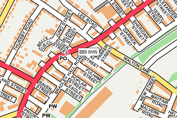 BB9 8HW map - OS OpenMap – Local (Ordnance Survey)