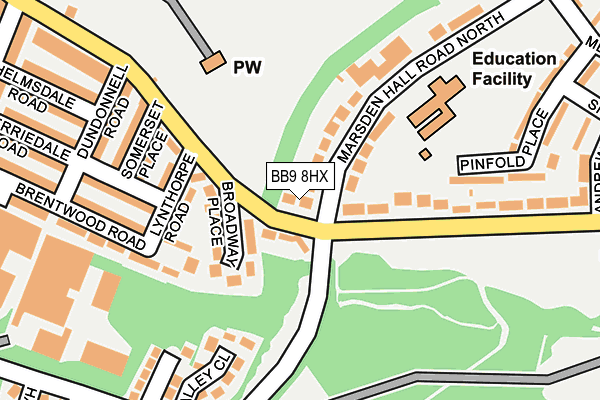 BB9 8HX map - OS OpenMap – Local (Ordnance Survey)
