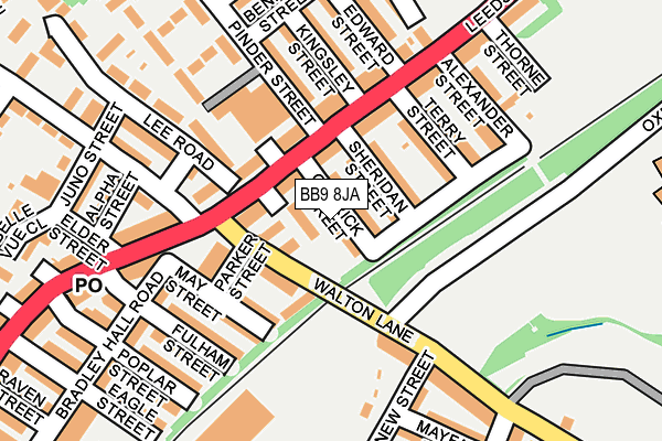 BB9 8JA map - OS OpenMap – Local (Ordnance Survey)