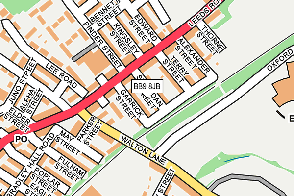 BB9 8JB map - OS OpenMap – Local (Ordnance Survey)