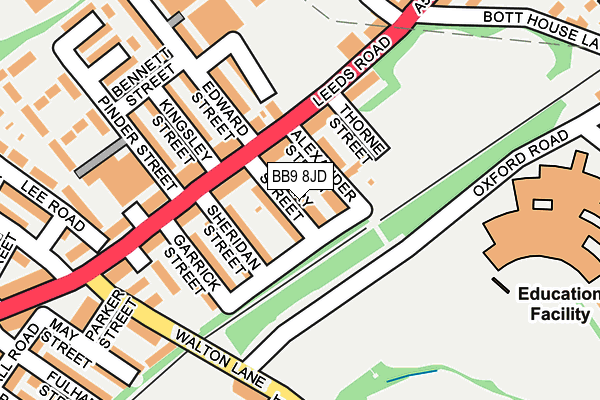 BB9 8JD map - OS OpenMap – Local (Ordnance Survey)