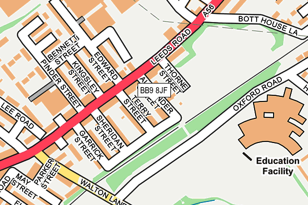 BB9 8JF map - OS OpenMap – Local (Ordnance Survey)