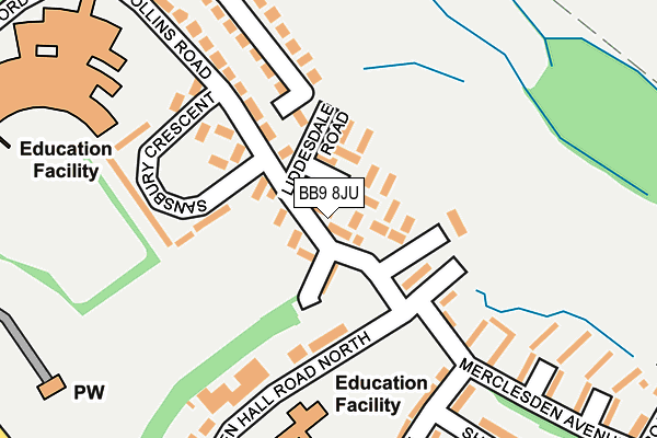 BB9 8JU map - OS OpenMap – Local (Ordnance Survey)