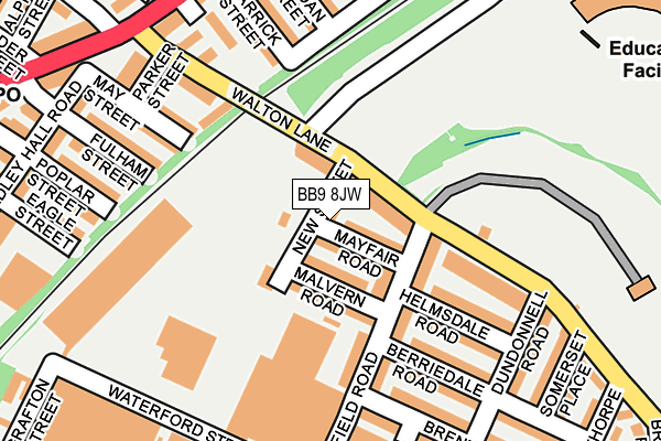 BB9 8JW map - OS OpenMap – Local (Ordnance Survey)