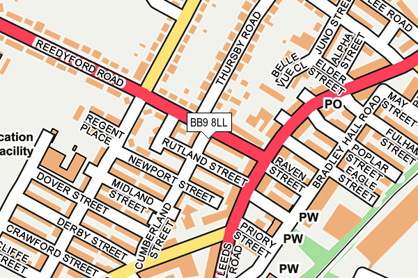 BB9 8LL map - OS OpenMap – Local (Ordnance Survey)
