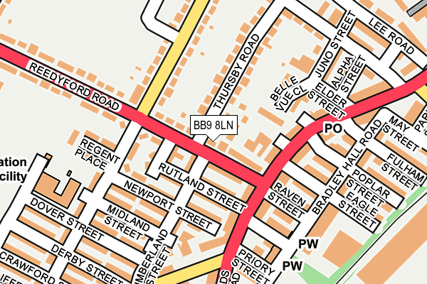 BB9 8LN map - OS OpenMap – Local (Ordnance Survey)