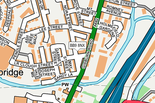 BB9 8NX map - OS OpenMap – Local (Ordnance Survey)