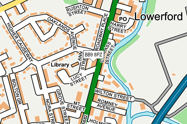 BB9 8PZ map - OS OpenMap – Local (Ordnance Survey)