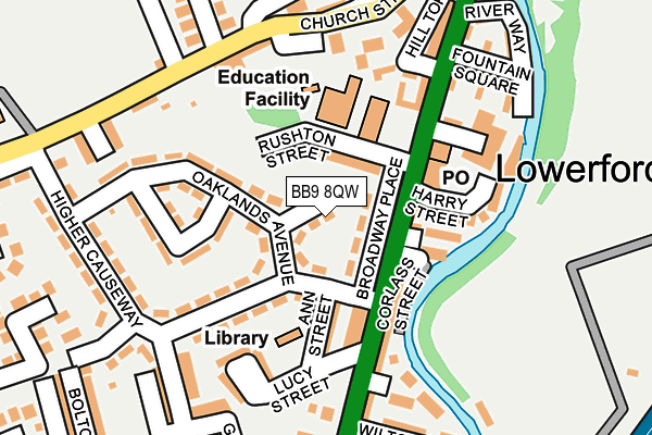 BB9 8QW map - OS OpenMap – Local (Ordnance Survey)