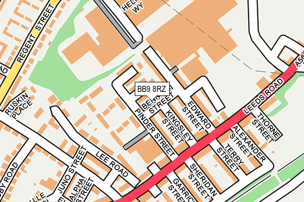 BB9 8RZ map - OS OpenMap – Local (Ordnance Survey)