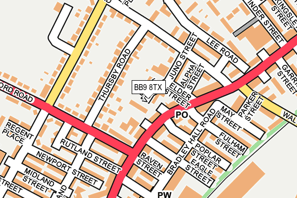 BB9 8TX map - OS OpenMap – Local (Ordnance Survey)