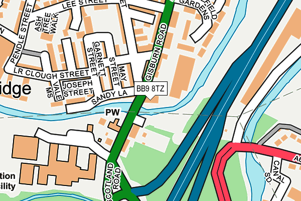 BB9 8TZ map - OS OpenMap – Local (Ordnance Survey)