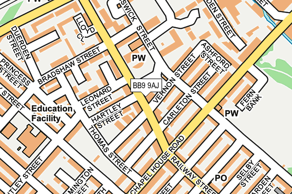 BB9 9AJ map - OS OpenMap – Local (Ordnance Survey)