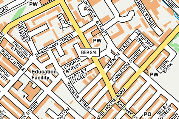 BB9 9AL map - OS OpenMap – Local (Ordnance Survey)