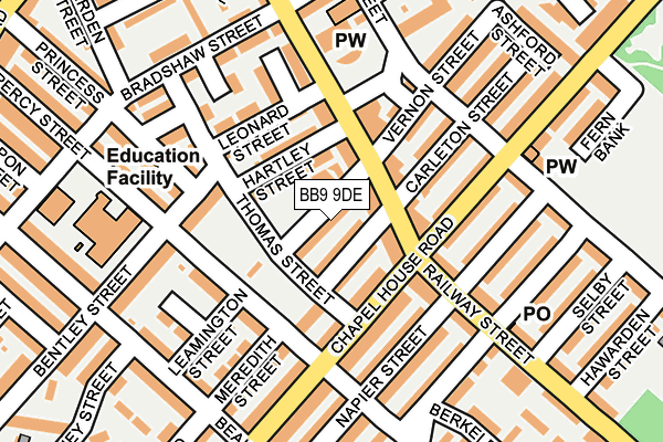 BB9 9DE map - OS OpenMap – Local (Ordnance Survey)