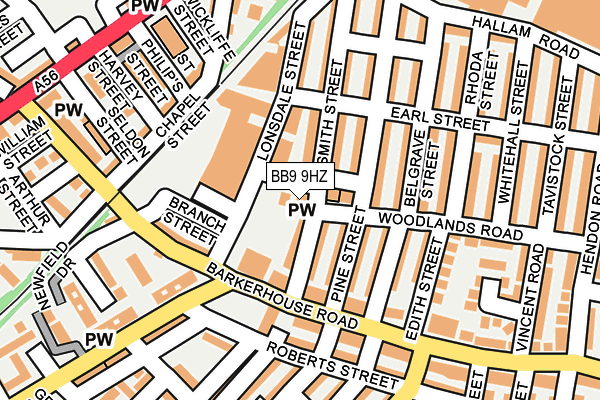 BB9 9HZ map - OS OpenMap – Local (Ordnance Survey)