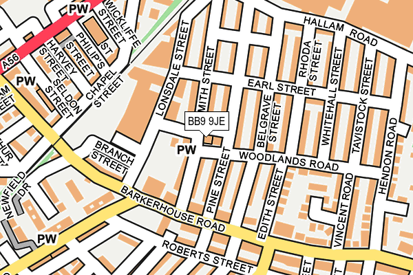 BB9 9JE map - OS OpenMap – Local (Ordnance Survey)