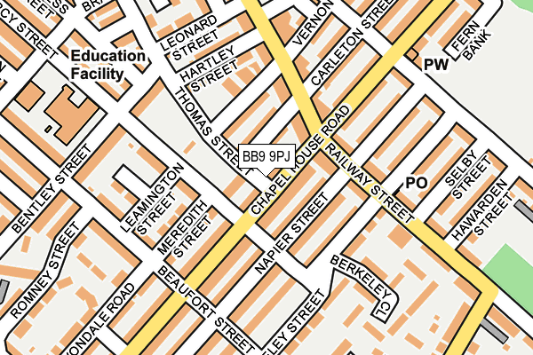 BB9 9PJ map - OS OpenMap – Local (Ordnance Survey)